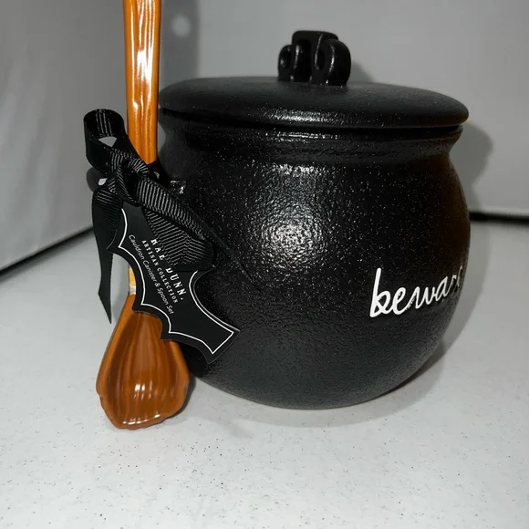Rae Dunn Beware Halloween Potion Sugar Bowl Broom Spoon Canister Cauldron - Picture 4 of 10